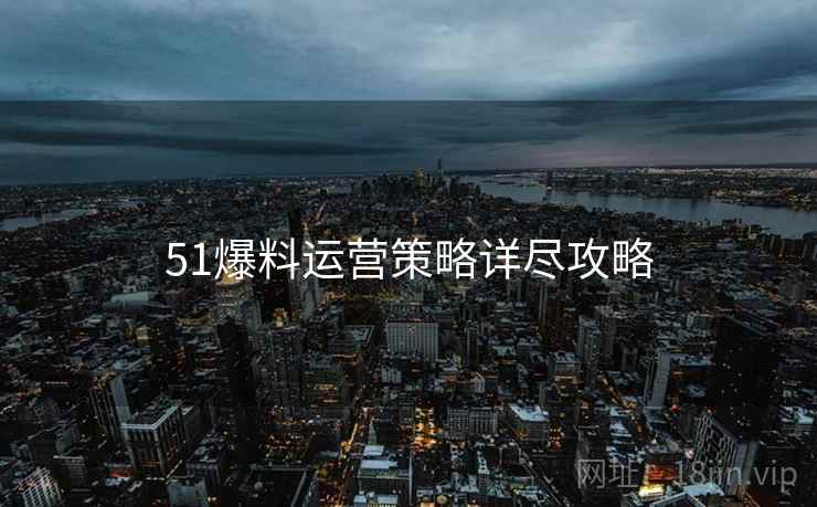 51爆料运营策略详尽攻略